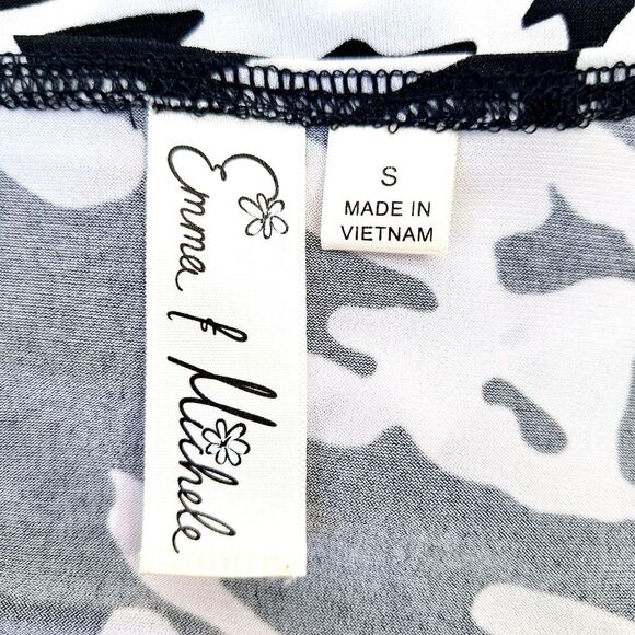 Emma & Michele Black White Art Deco Paint Splatter Rorshach Wrap Dress Sz S - Picture 8 of 14